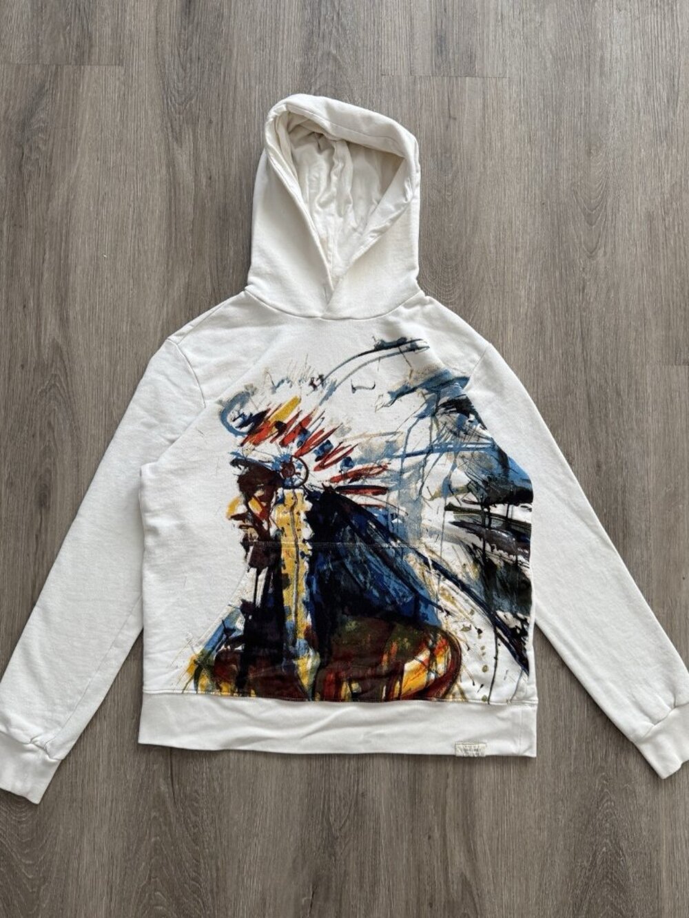 Rare Vintage Y2K Ralph Lauren Denim And Supply Hoodie Native Art Indian Painting